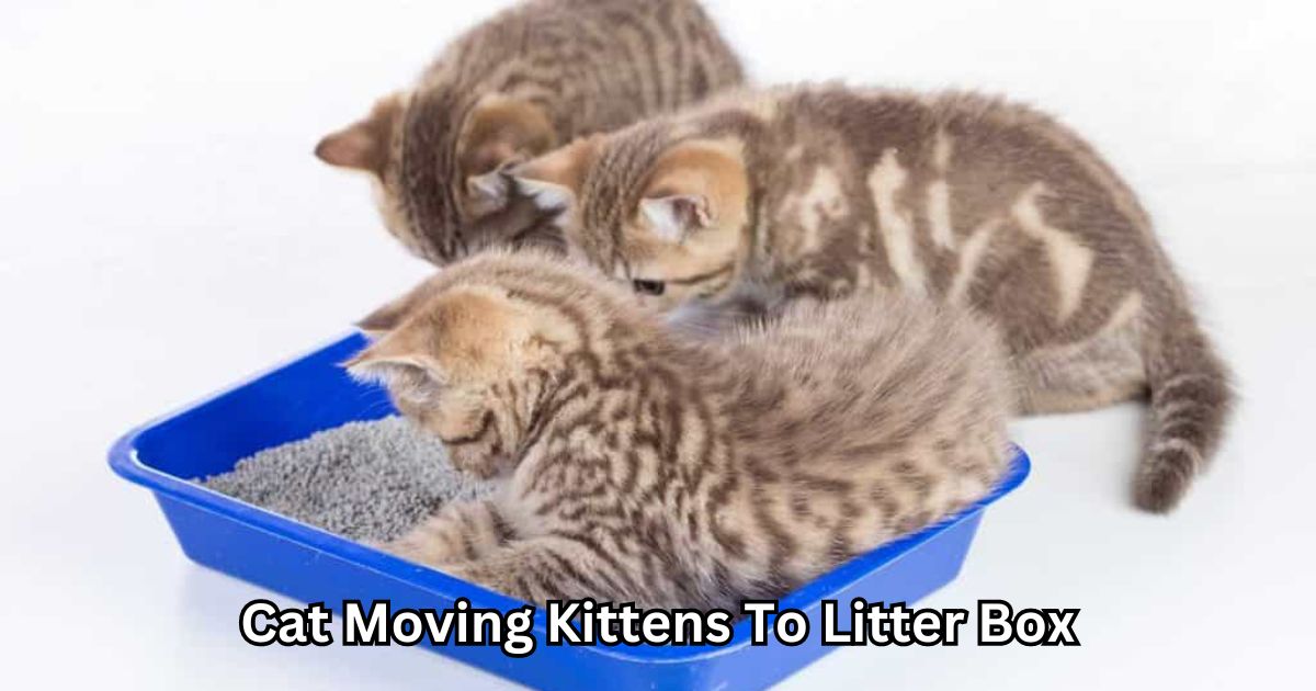 Cat Moving Kittens To Litter Box